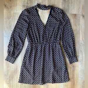 Rebecca Minkoff Black Pink Floral Choker Cutout Long Sleeve Mini Dress Sz S